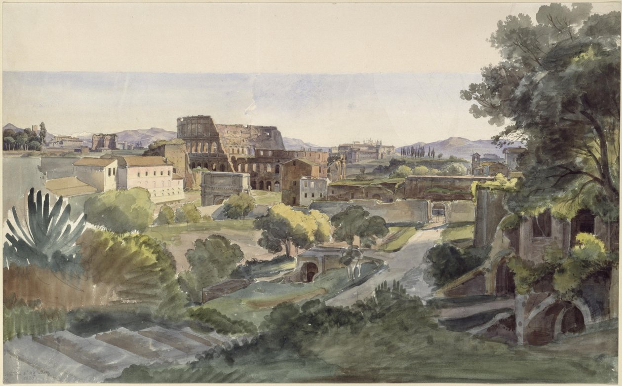 View of the Roman Forum with Colosseum towards Lateran by Ernst Fries