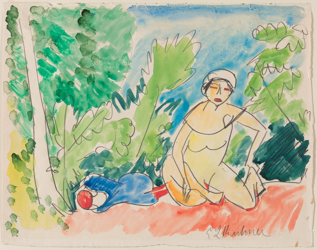 Bathers at the Lake, c.1907 by Ernst Ludwig Kirchner