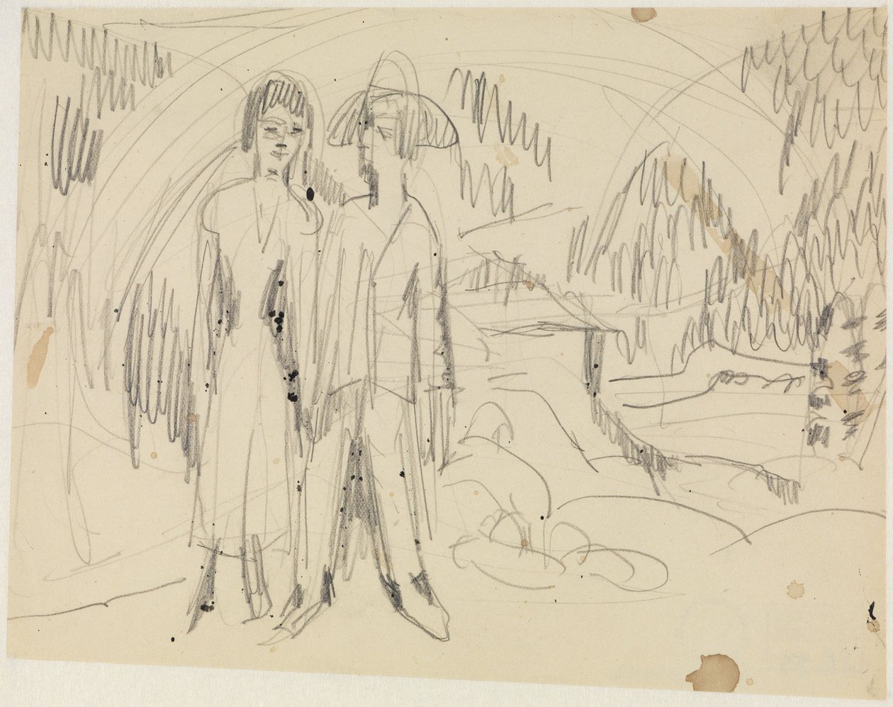 Peasant Couple before a Mountain Landscape by Ernst Ludwig Kirchner