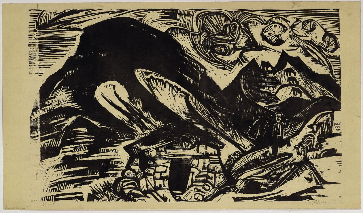 Mountains with Mountain Hut by Ernst Ludwig Kirchner