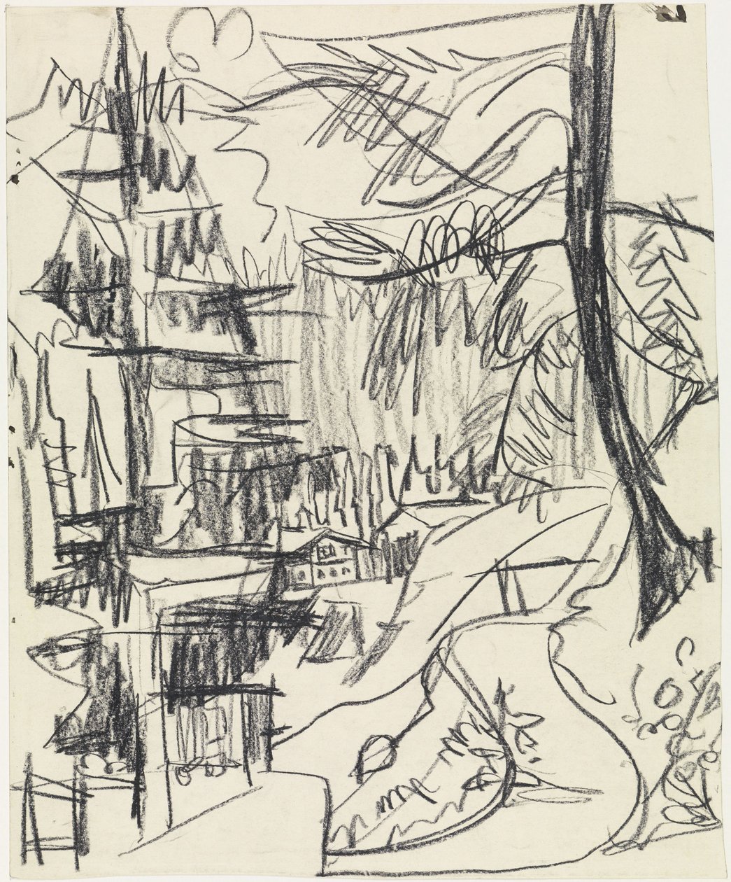 Mountain Forest and Huts by Ernst Ludwig Kirchner