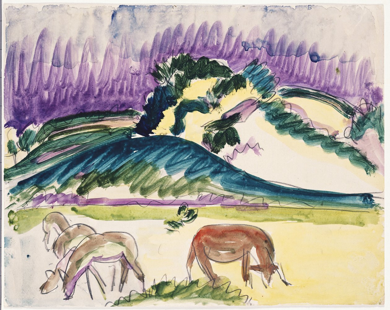 Cows in the Pasture by the Dunes by Ernst Ludwig Kirchner