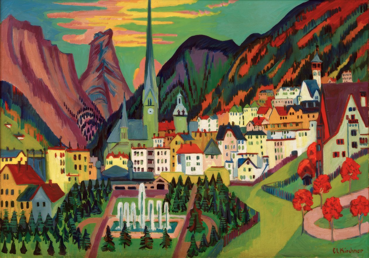 Davos with Church. Davos in Summer by Ernst Ludwig Kirchner