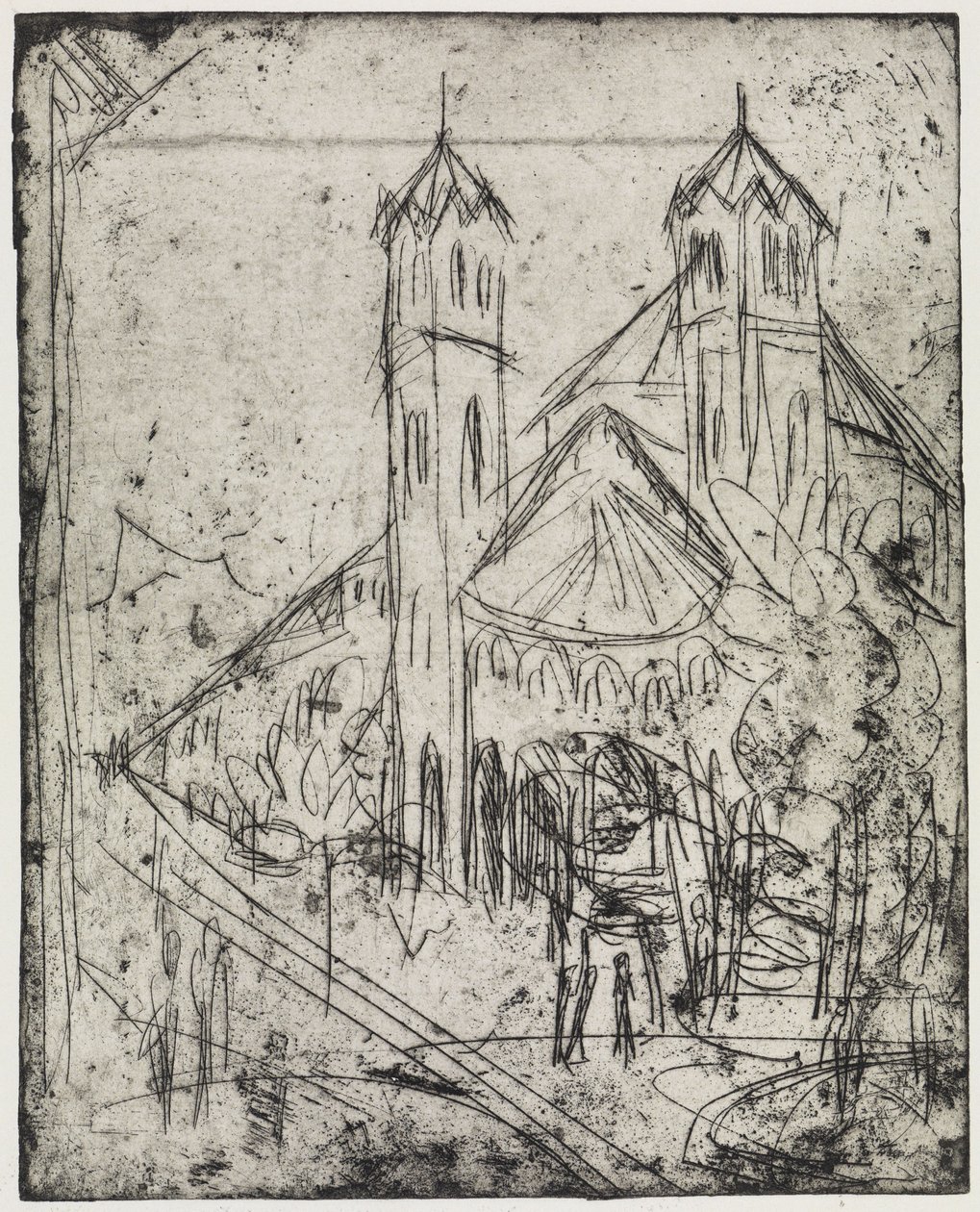 Corner by the Winter Garden/Church of St. Gereon in Cologne I by Ernst Ludwig Kirchner