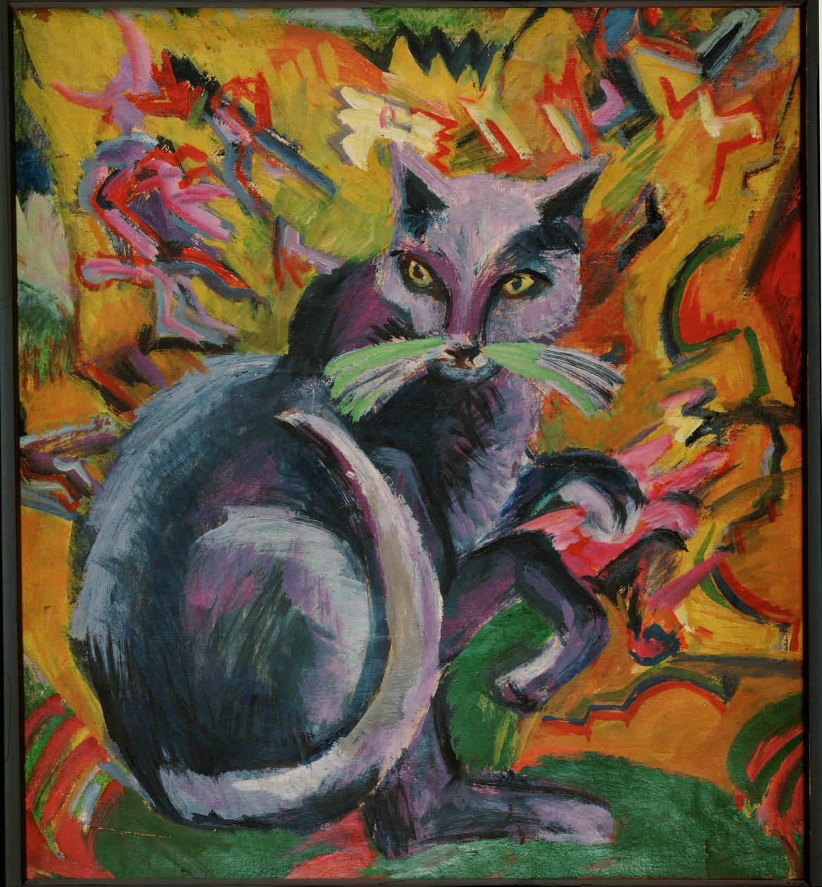Grey Tomcat on a Cushion by Ernst Ludwig Kirchner