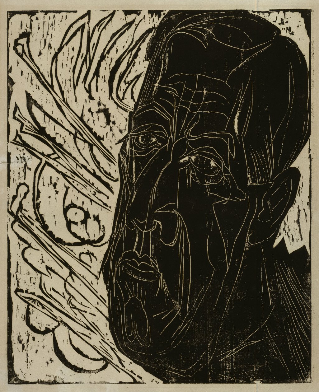 Head of Henry van de Velde (dark) - Black van de Velde Head by Ernst Ludwig Kirchner