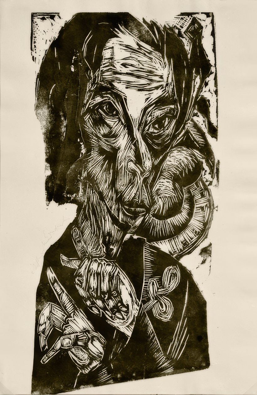 Head of the Sick - Self-Portrait by Ernst Ludwig Kirchner