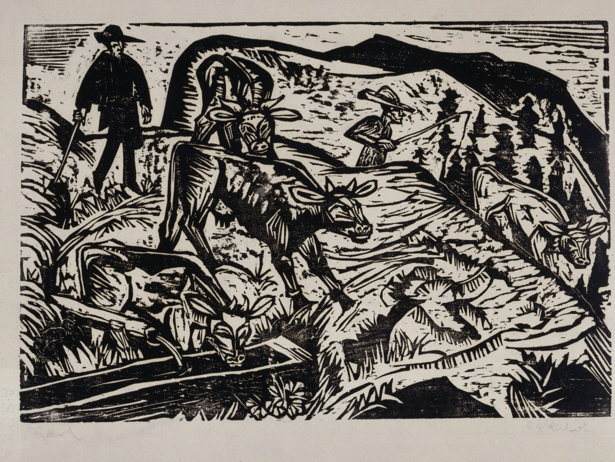 Cows and Herdsmen by Ernst Ludwig Kirchner