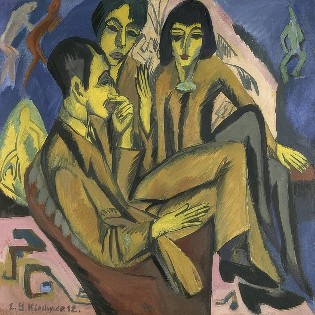 Artist Group (Conversation of the Artists). 1913 by Ernst Ludwig Kirchner