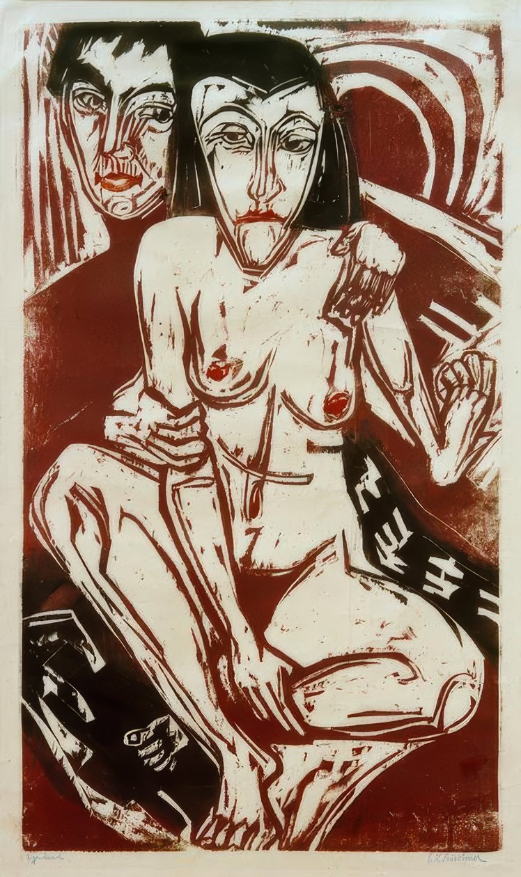 Melancholy (Self-portrait with Erna) by Ernst Ludwig Kirchner