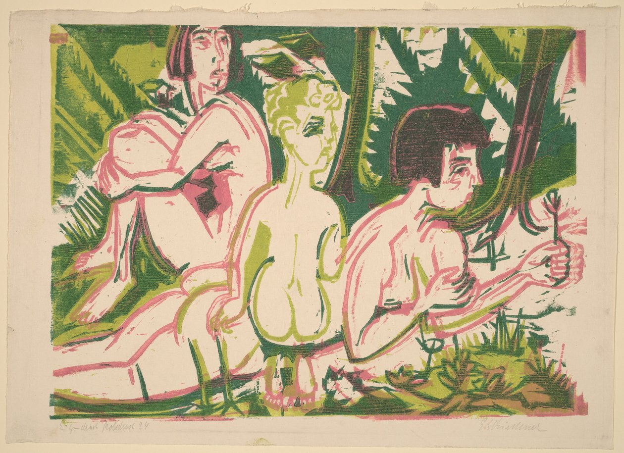 Nude Women with a Child in the Forest by Ernst Ludwig Kirchner