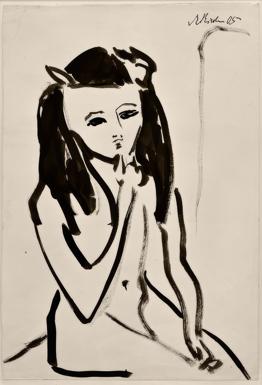 Untitled (Fränzi as Nude, Hand on Chin) by Ernst Ludwig Kirchner