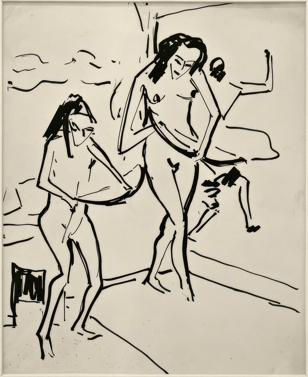 Untitled (Marcella and Senta with Bow) by Ernst Ludwig Kirchner