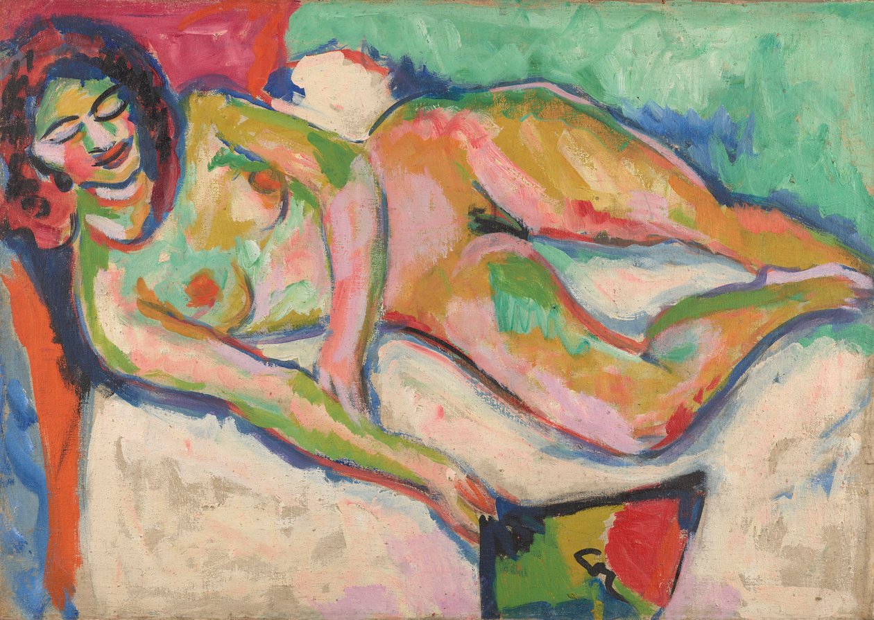 Reclining Nude with Fan by Ernst Ludwig Kirchner