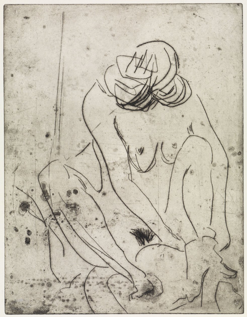 Girl Drying Herself/Two Bathing Women by Ernst Ludwig Kirchner
