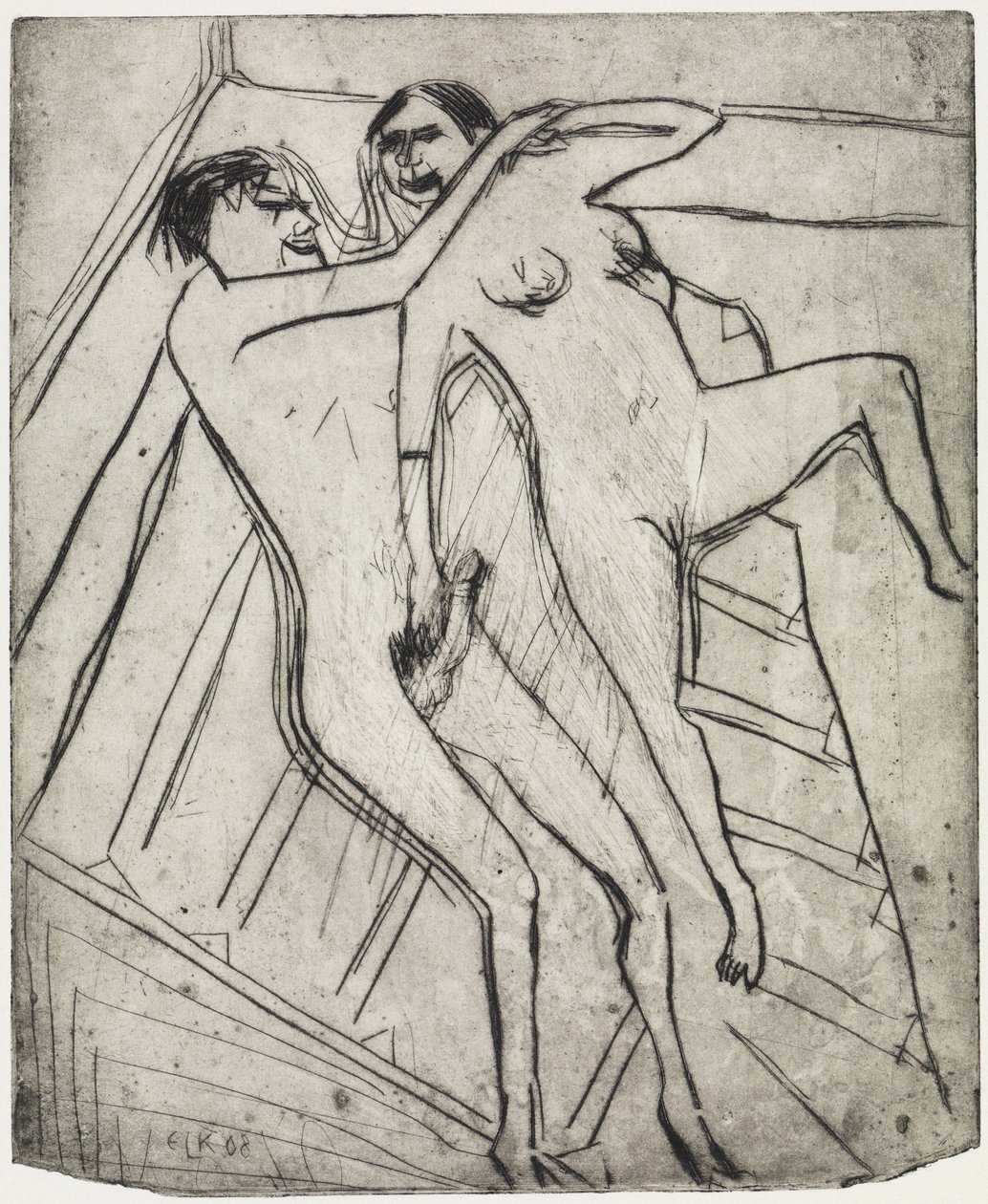 Seated Girl on the Beach/Lovers by Ernst Ludwig Kirchner