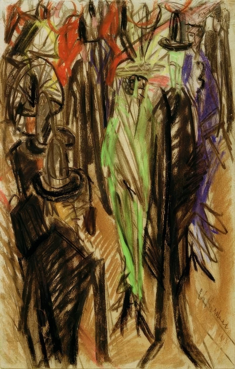 Street Scene with Green Lady by Ernst Ludwig Kirchner