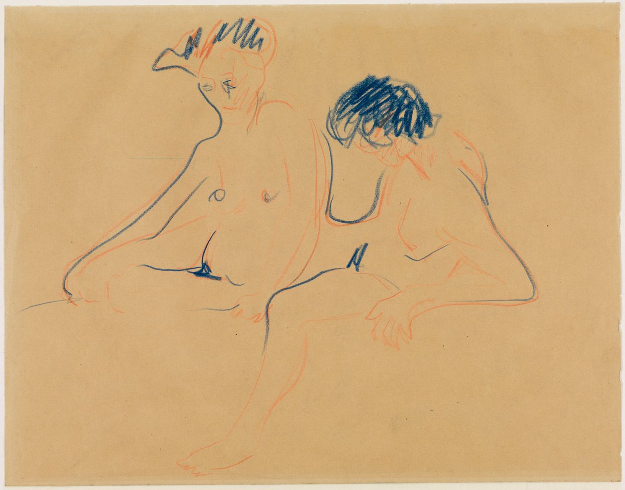 Two Seated Nudes (or: Naked Couple) by Ernst Ludwig Kirchner