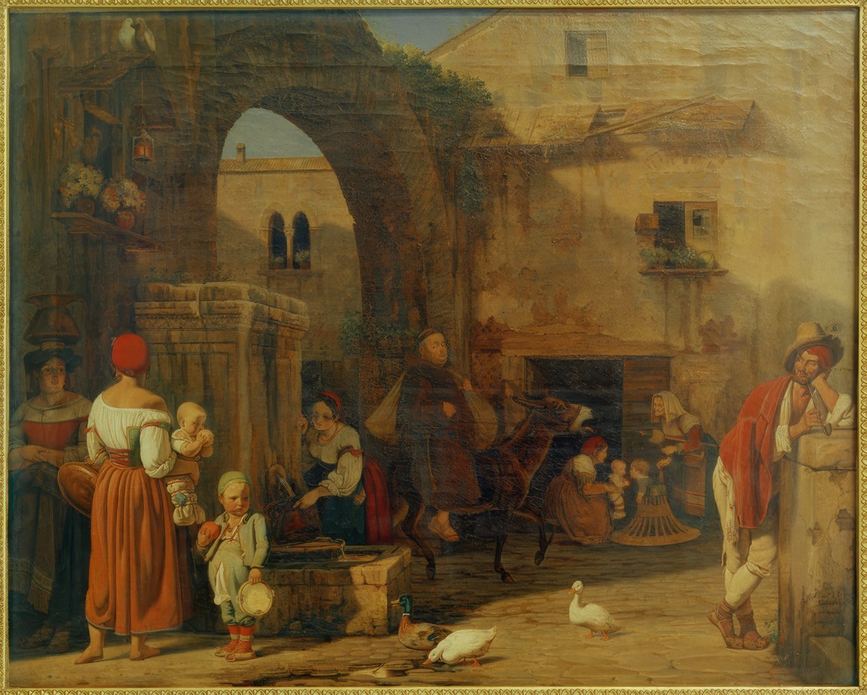 E. Meyer, At the Market Square and Fountain in Tivoli by Ernst Meyer