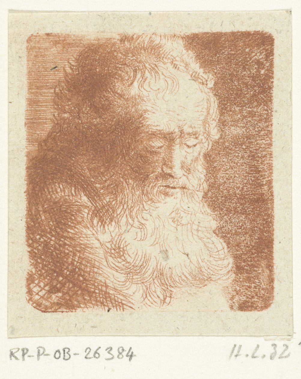 Old Man with Beard Looking Down: Three-Quarter View, to the Right by Ernst Willem Jan Bagelaar