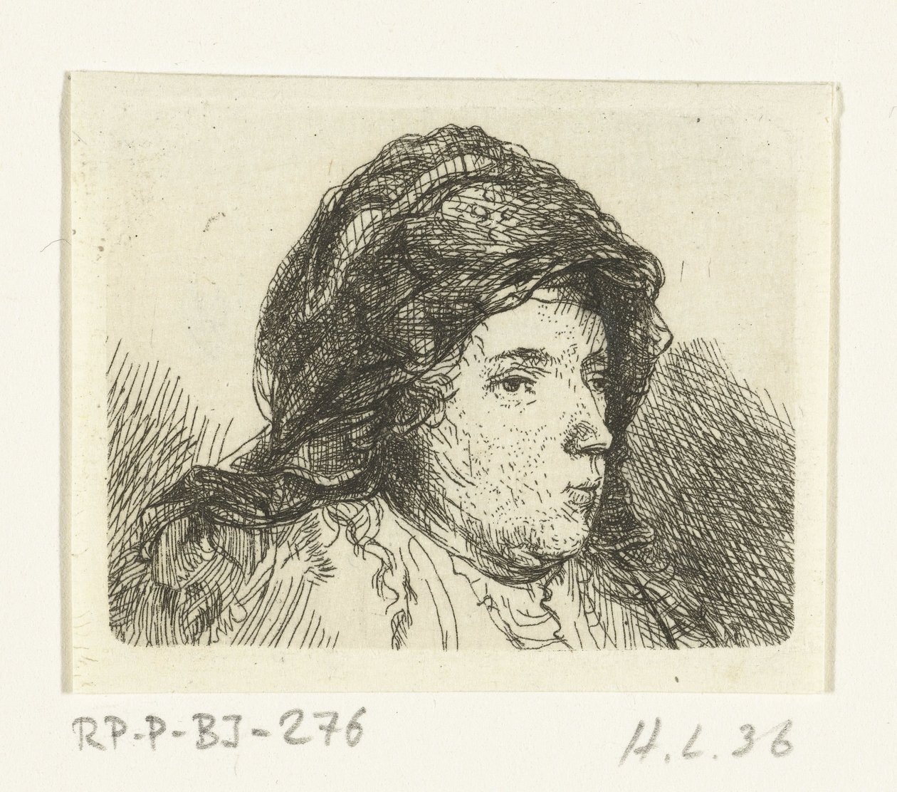 Portrait Bust of a Woman with Headscarf by Ernst Willem Jan Bagelaar