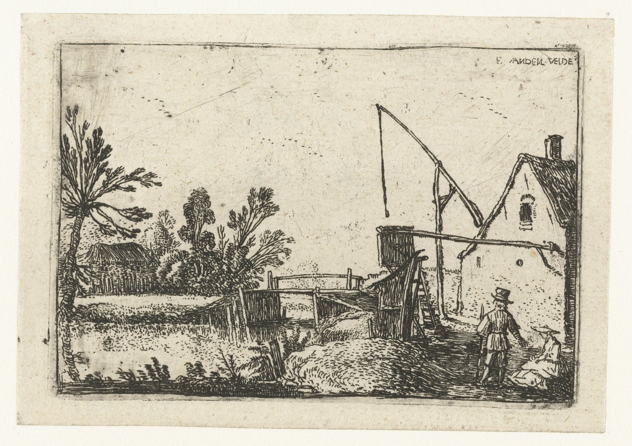 Farmhouse by a Canal by Esaias van de Velde