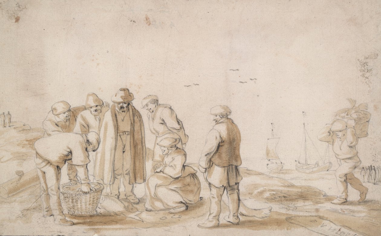 Fish Mongers on the Beach by Esaias van de Velde