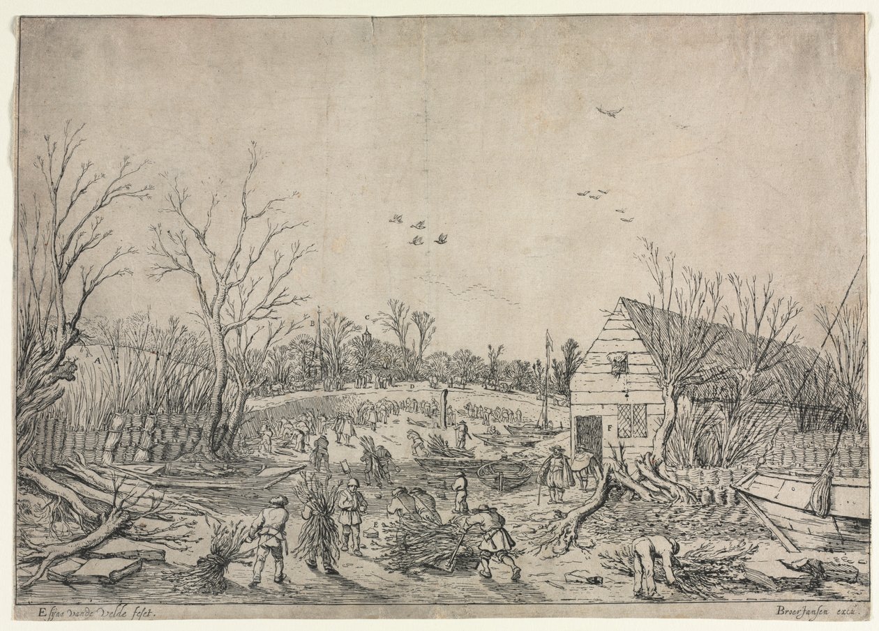 The Great Flood of January 10, 1624 (or Repairing the Broken Dike on the River Lek by Vianen, 1624) by Esaias van de Velde
