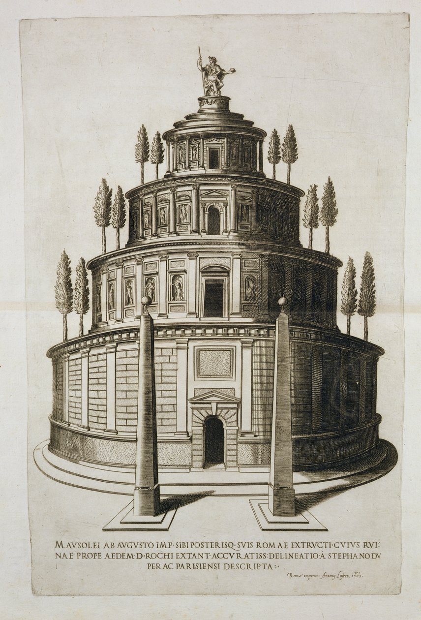 The Mausoleum of Augustus and his family in Rome, engraved by Antoine Lafrery by Etienne Duperac