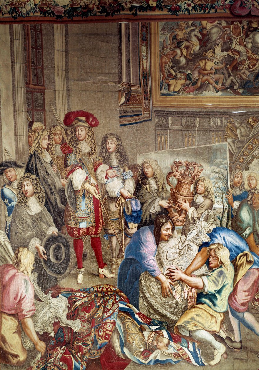 Visit of Louis XIV to the Manufacture des Gobelins in the presence of Jean Baptiste Colbert and the painter Charles Lebrun, October 15 by Etienne (studio of) Le Blond