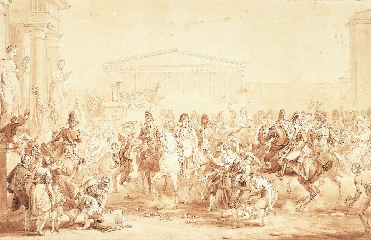 The Arrival of the Emperor Napoleon I with Empress Marie-Louise at the Hotel de Ville, Paris by Etienne Barthelemy Garnier