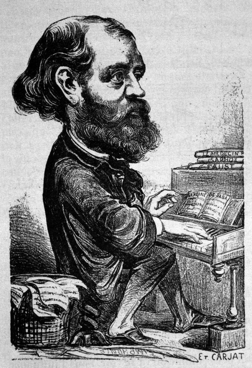 Charles Gounod, French composer, Caricature by Etienne Carjat. by Etienne Carjat