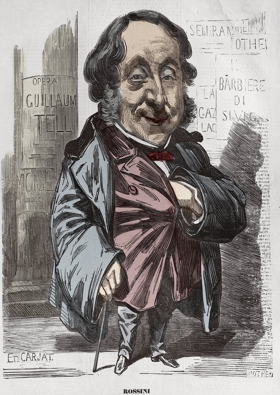 Portrait of Gioachino Rossini (1792-1868), Caricature by Etienne Carjat - digital colorisation by Etienne Carjat