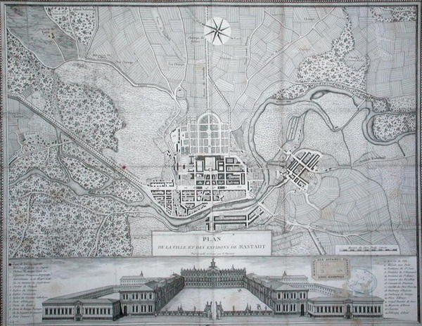 Map of the town of Rastadt, its surroundings and the Schloss by Etienne Claude Voysard