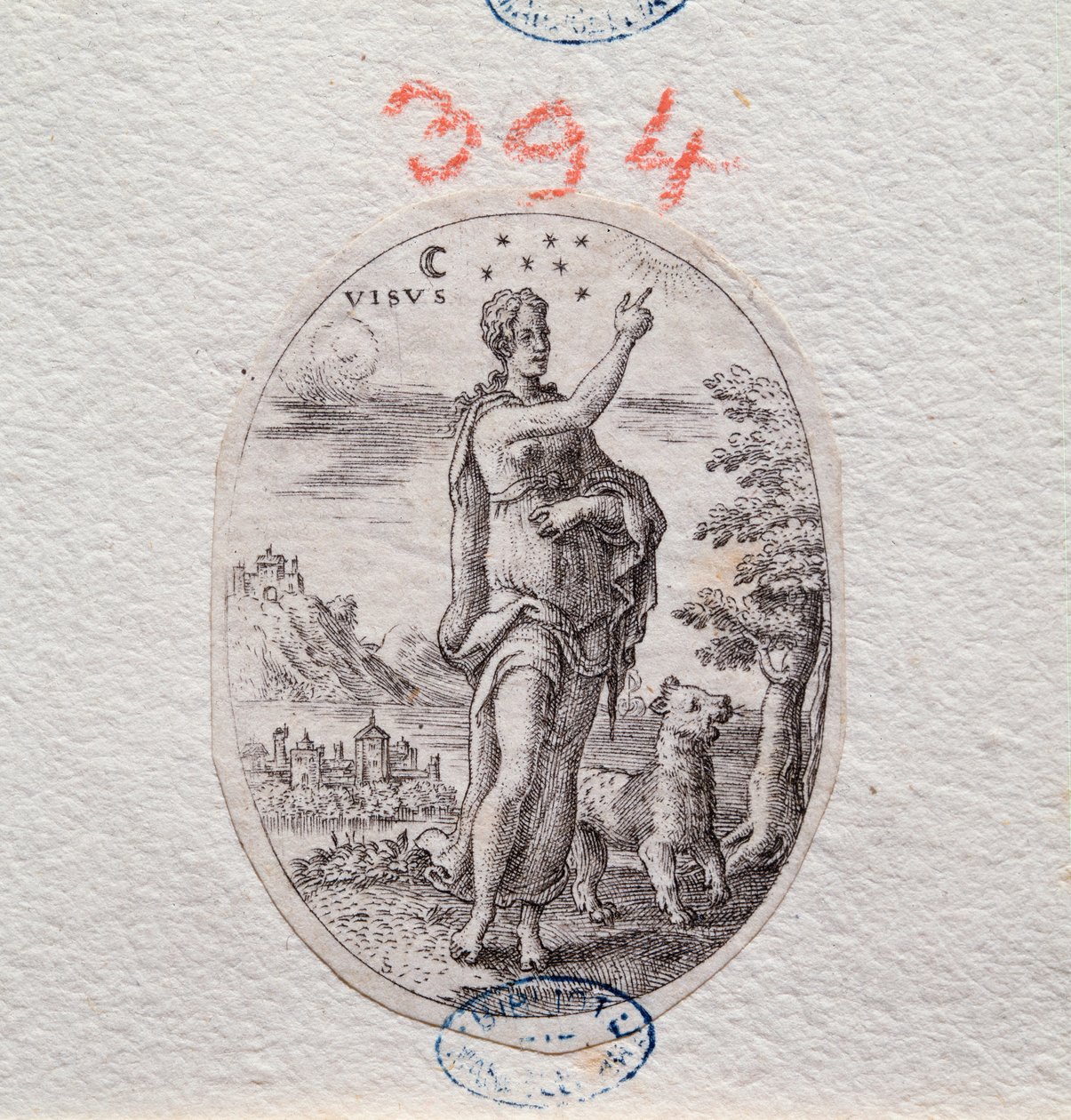 Allegory of Sight, a Woman Shows the Sky (engraving) by Etienne Delaune
