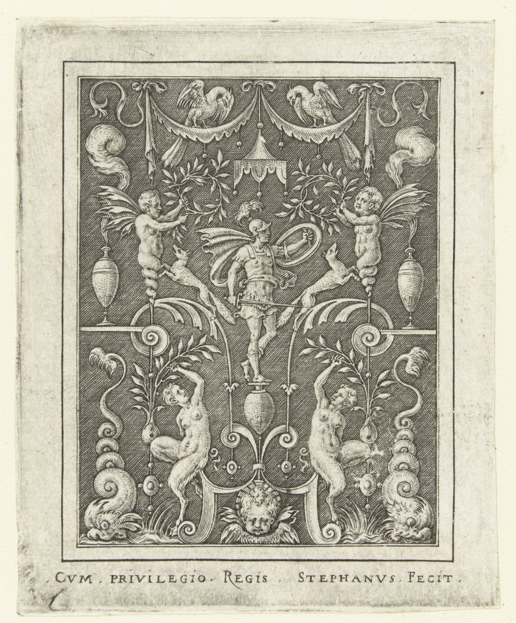 Mars (Flat Decorations with Divine Figures in a Grotesque Frame) (Later Version) by Etienne Delaune