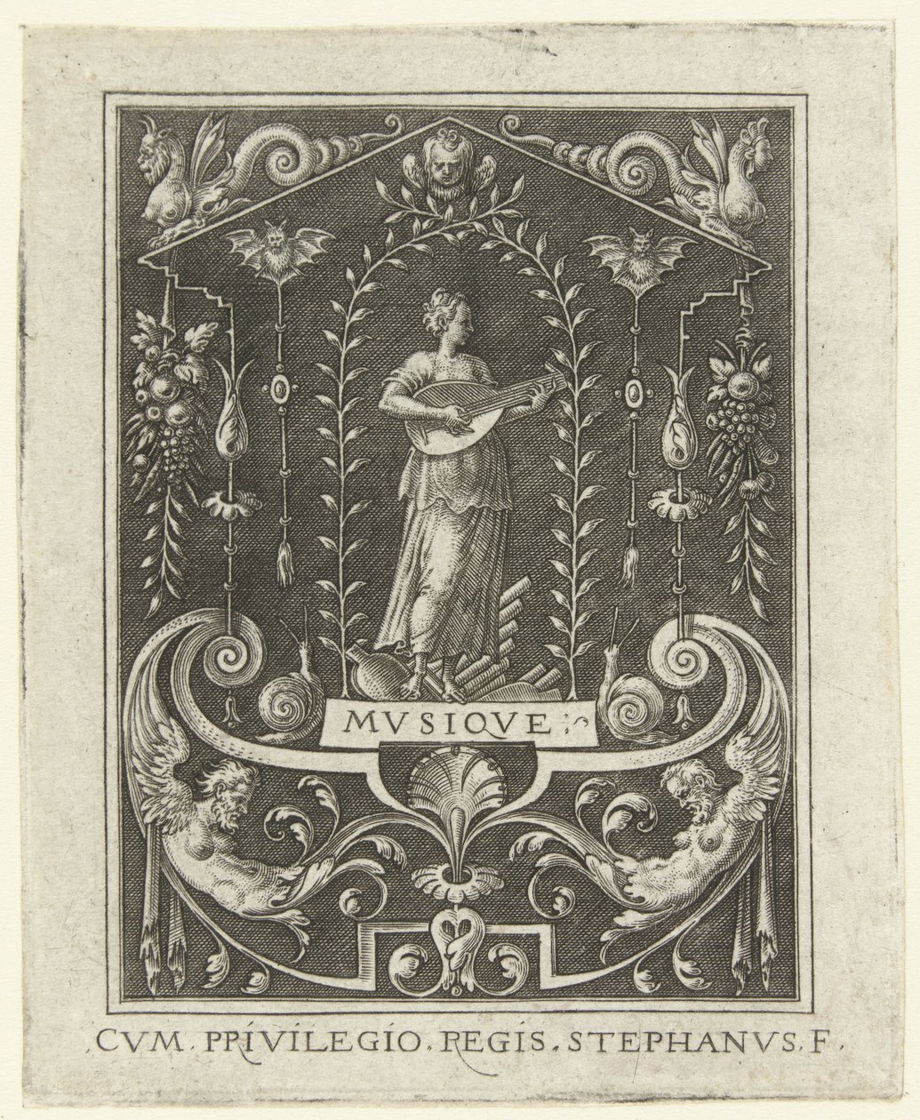 Music, Four Liberal Arts, Perspective and Architecture, Represented by Women (later version) (series title) by Etienne Delaune
