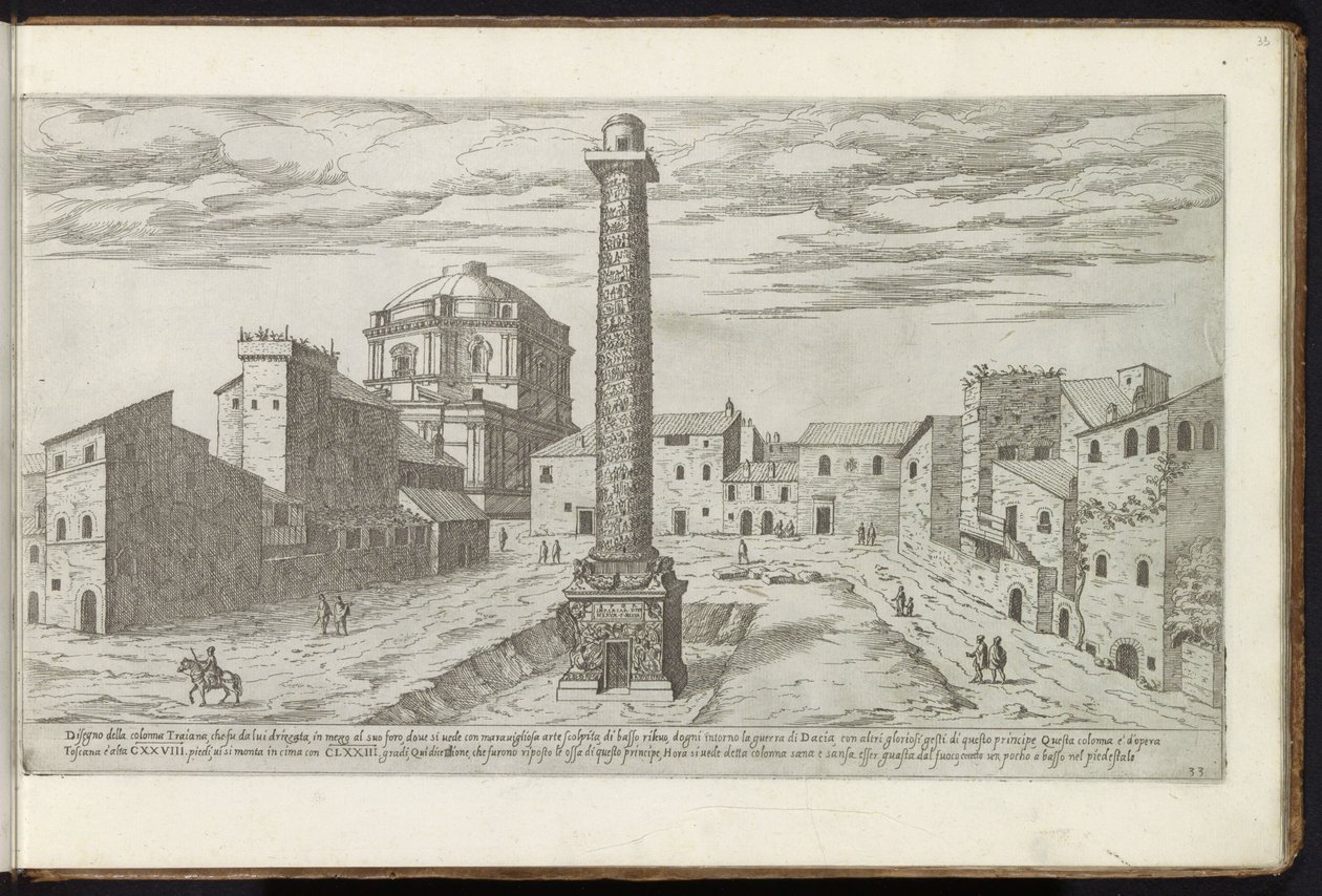 Forum of Trajan with the Column of Trajan in Rome by Etienne Duperac
