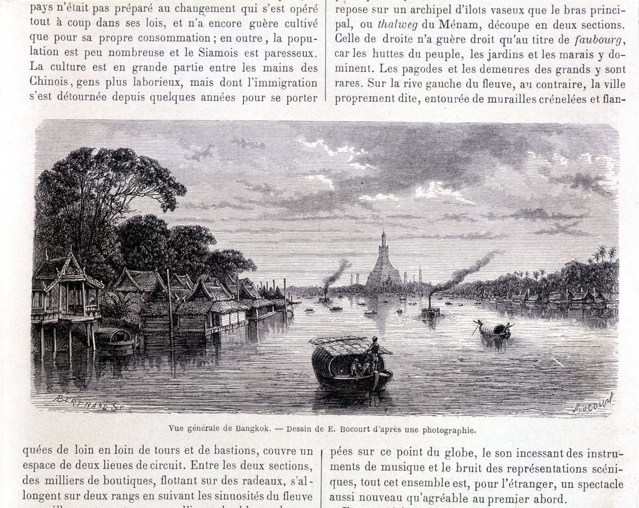 General view of Bangkok. Drawing by E. Bocourt by Etienne Gabriel Bocourt