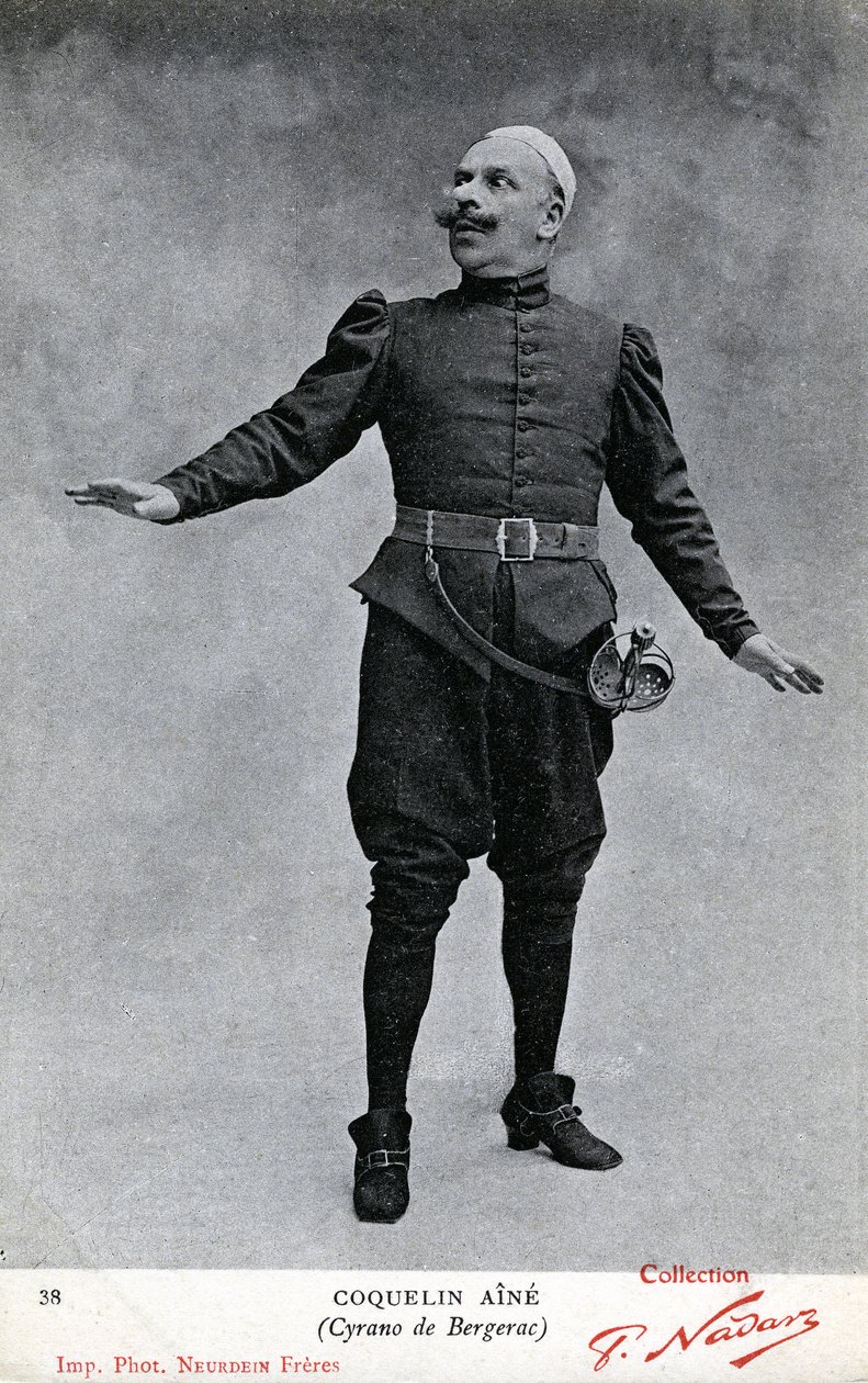 Constant Coquelin aka as Coquelin aîné in the costume of Cyrano de Bergerac (b/w photo) by Etienne Neurdein