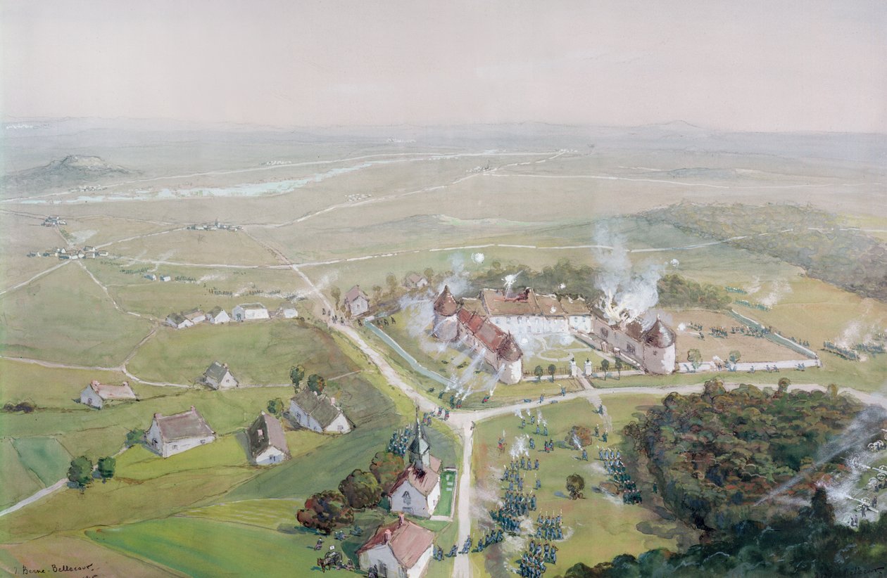 The Recapture of the Chateau de Mondement by the French army on the 9th September, 1914, during the First battle of the Marne, 1915 by Etienne Prosper Berne Bellecour