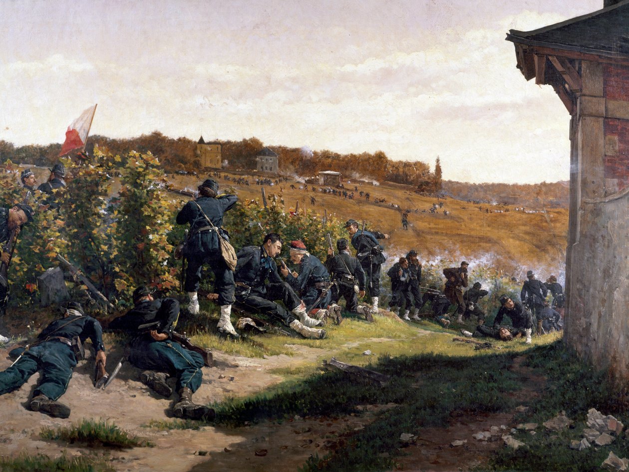 The Tirailleurs de la Seine at the Battle of Rueil-Malmaison, 21st October 1870 (detail) by Etienne Prosper Berne Bellecour