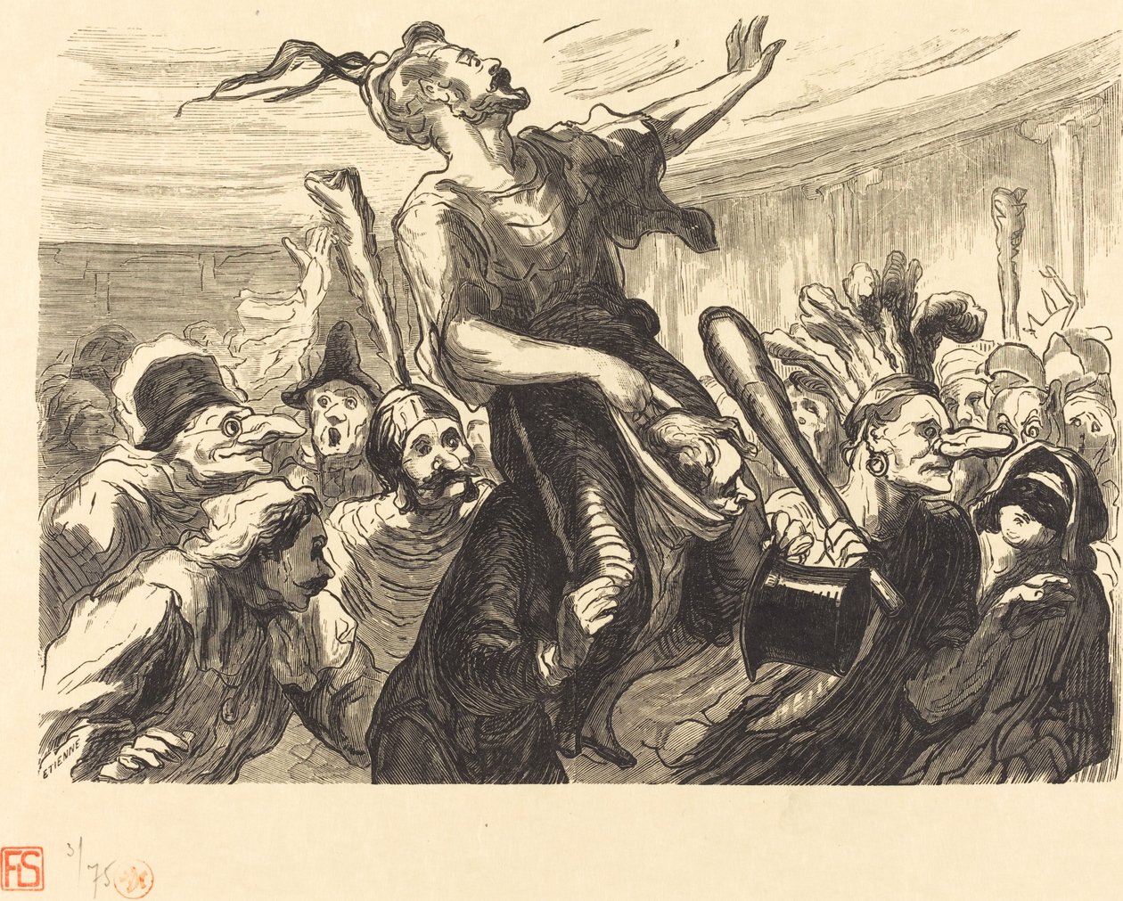 Mid-Lent - At the Opera Ball by Etienne after Honoré Daumier