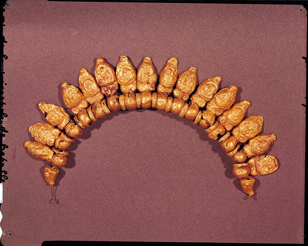 Necklace with masks of maenads and Silenus by Etruscan