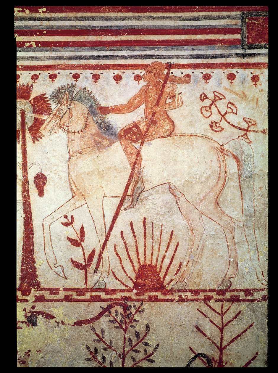 The Ambush of the Trojan Prince Troilus by Achilles, from the Tomb of the Bulls (c.540 BC) by Etruscan