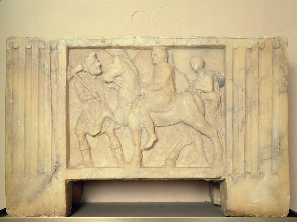 Alabaster Urn with the Deceased Riding to the Underworld by Etruscan