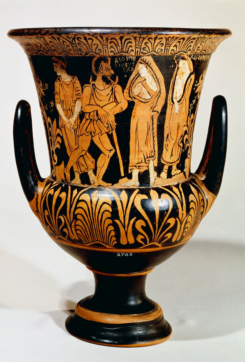 Calyx-Krater Depicting a Scene from the Underworld with Charon and Girls by Etruscan