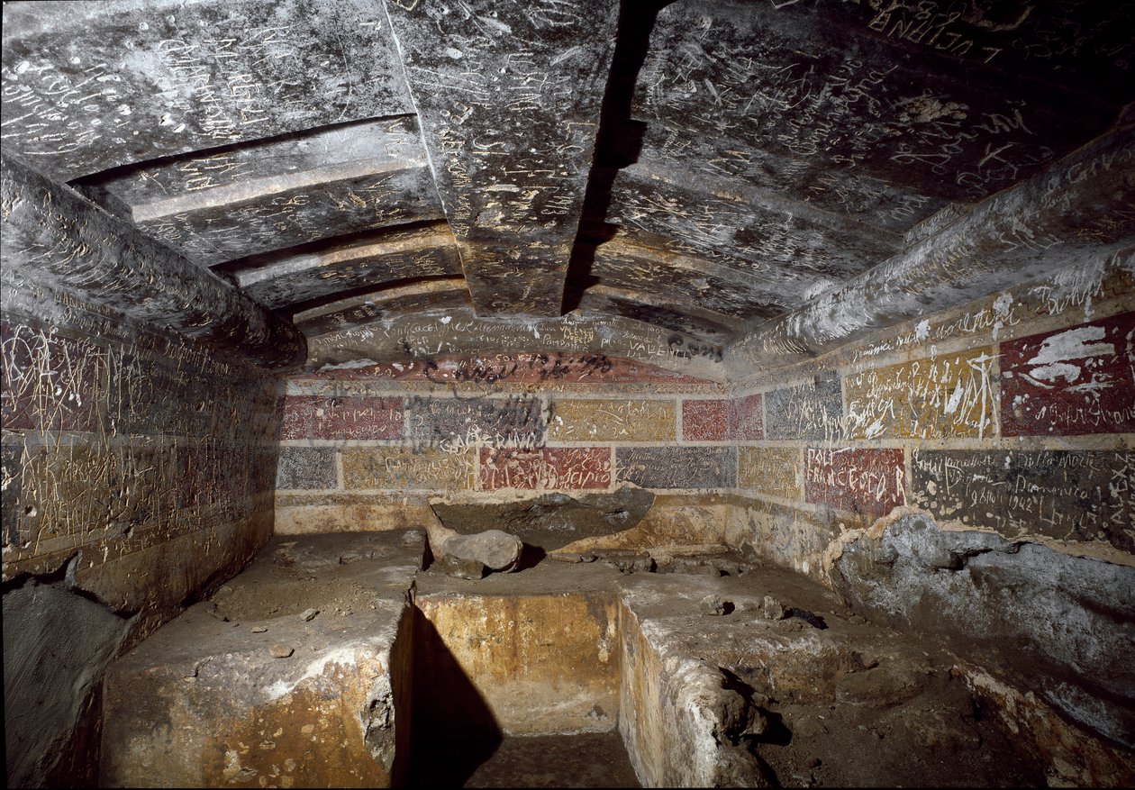 Inside the Francois tomb in the necropolis of Ponte Rotto, 4th century BC by Etruscan