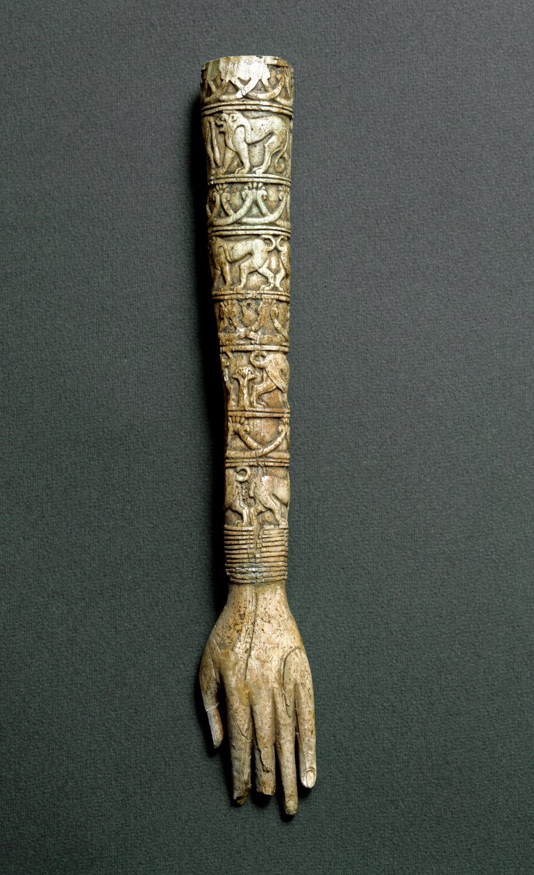 Front arm or handle of flabellum (liturgical fan) in ivory. From the tomb Barberini at Preneste (Palestrina). 7th century BC. Rome, Museo Nazionale di Villa Giulia by Etruscan