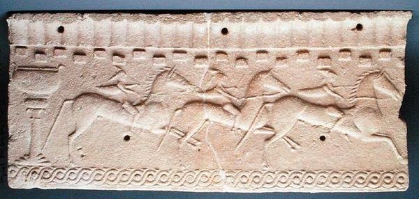 Plaque with a relief of horsemen by Etruscan Etruscan
